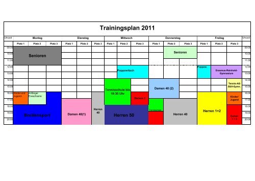Trainingsplan 2011 - beim 1. Tennis-Club Saalfeld eV