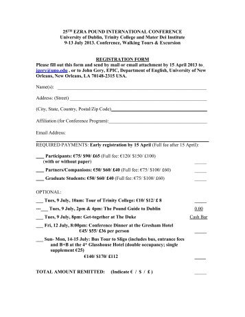 Conference registration form (PDF) - 25th Ezra Pound International ...