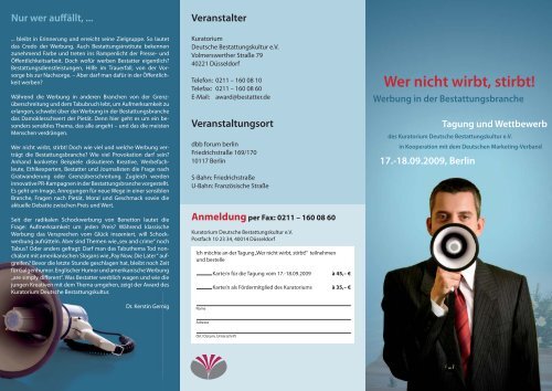 Flyer Tagung (PDF) - Bundesverband Deutscher Bestatter e.V.