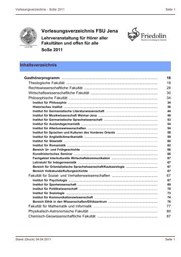 Vorlesungsverzeichnis FSU Jena - Friedolin - Friedrich-Schiller ...