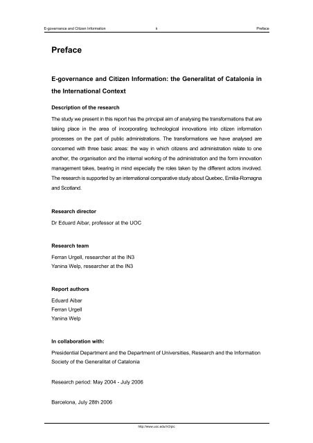 e-governance and citizen information - Universitat Oberta de ...