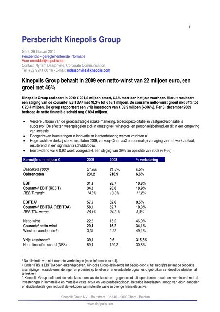 Persbericht Kinepolis Group