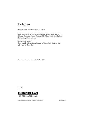 Belgium - International Encyclopaedia of Laws