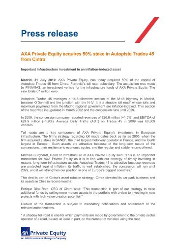 Press Release Autopista Trados 45.pdf - Axa Private Equity