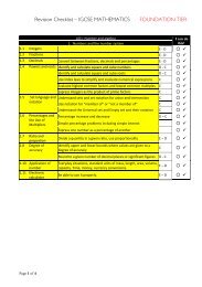 Revision Checklist â IGCSE MATHEMATICS FOUNDATION TIER