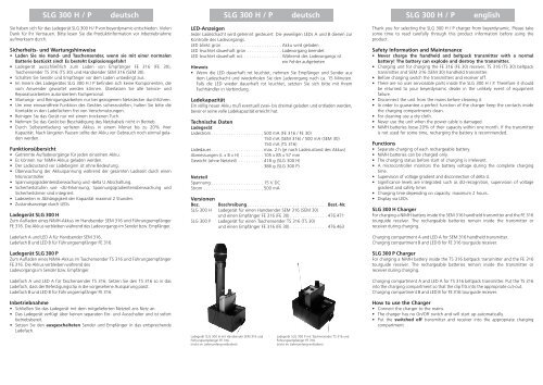 SLG 300 H / P deutsch SLG 300 H / P deutsch SLG ... - Beyerdynamic