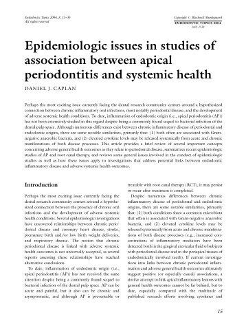 Epidemiologic issues in studies of association between apical ...