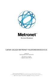 CJENIK USLUGA METRONET TELEKOMUNIKACIJA D.D.