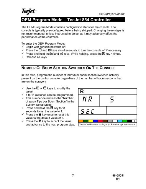 TeeJet 854 Operating Manual_98-05051 R1