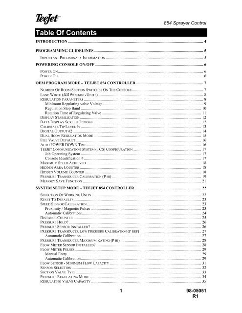 TeeJet 854 Operating Manual_98-05051 R1