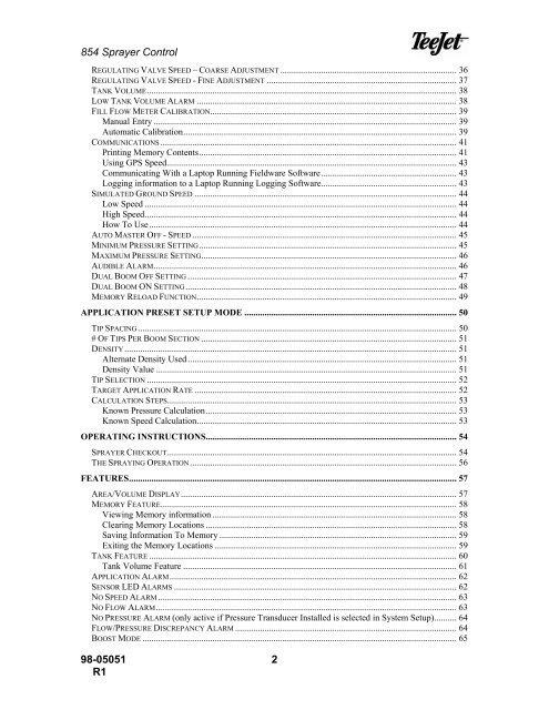 TeeJet 854 Operating Manual_98-05051 R1