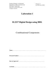 Laboration 1 IL2217 Digital Design using HDL Combinational ... - KTH