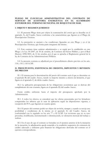 pliego de cláusulas administrativas del contrato de servicio de ...