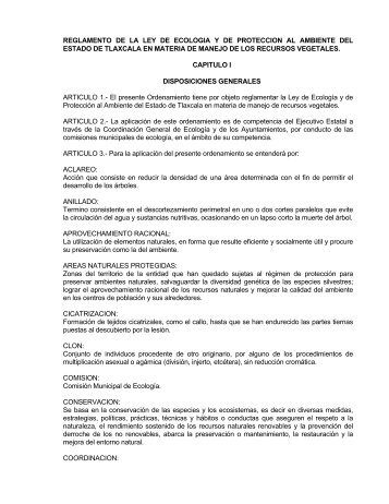 Reglamento de la Ley de Ecología y Protección al ... - INAFED