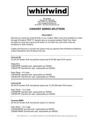 Concert Series Splitters Spec Sheet (40 KB - PDF) - Whirlwind