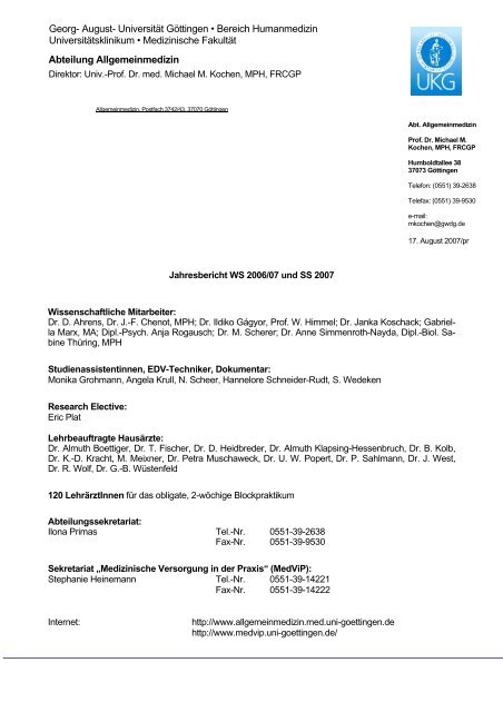 August Universitat Gottingen Bereich Humanmedizin Gha