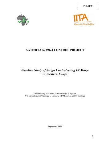 Baseline Study of Striga Control using IR Maize in Western Kenya