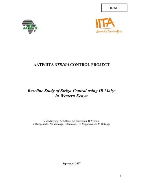 Baseline Study of Striga Control using IR Maize in Western Kenya