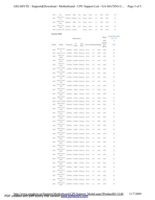 Page 1 of 3 GIGABYTE - Product - Motherboard - Specification - GA ...