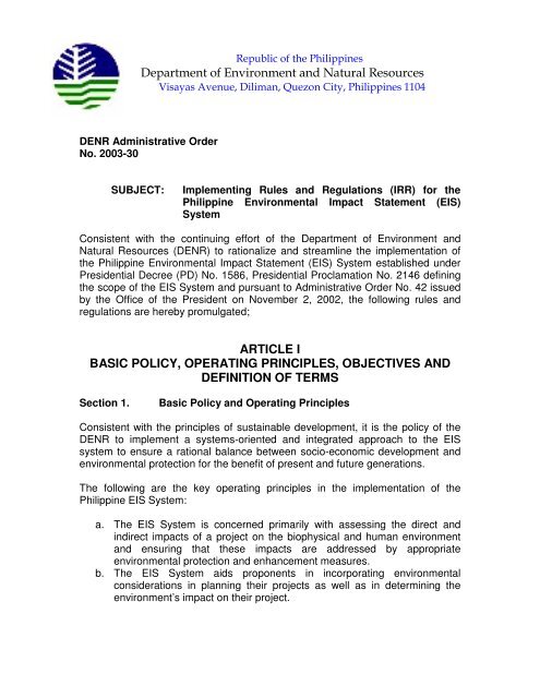 DAO 2003 30 Environmental Management Bureau dao-2003-30-environmental-management-bureau