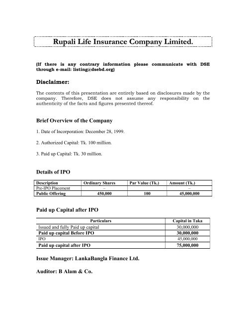 Rupali Life Insurance Company Limited