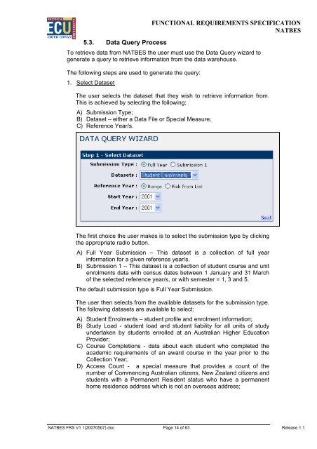 Edith Cowan University Functional Requirements Specification ... - aair