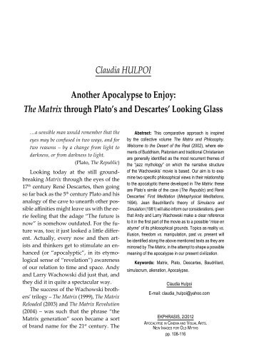 The Matrix through Plato's and Descartes' Looking Glass - Ekphrasis