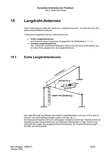 Kurzwellen Drahtantennen Praktikum - HB9BS