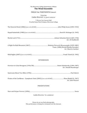 PDF of the prgram - Moravian College