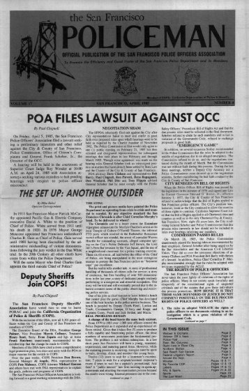 April 1985 - San Francisco Police Officers Association