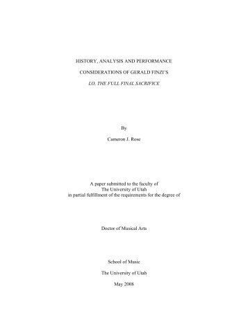 "History, Analysis and Performance Considerations of Gerald Finzi's ...