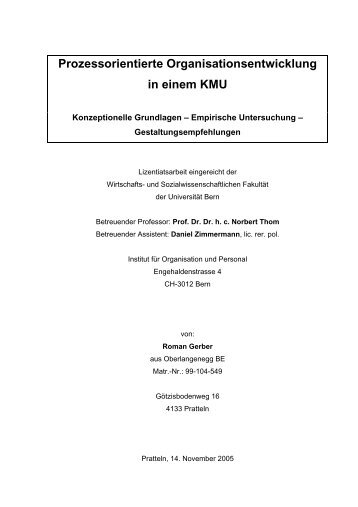 Prozessorientierte Organisationsentwicklung in einem KMU