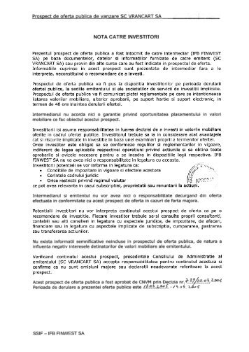 Prospect de oferta publica initiala Vrancart SA - Kmarket.ro