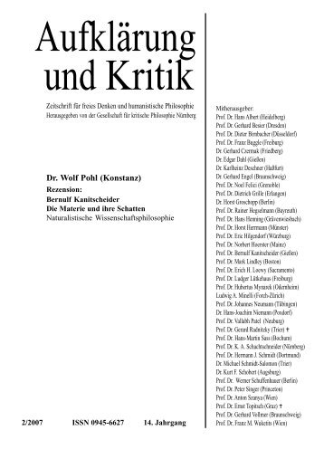 Dr. Wolf Pohl (Konstanz) - Gesellschaft für kritische Philosophie