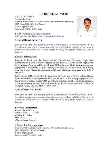 CV - BITS Pilani