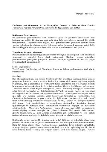Parliament and Democracy In the Twenty-First Century, A Guide to ...