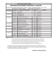 Revised Datesheet of B.tech - MDU, Rohtak