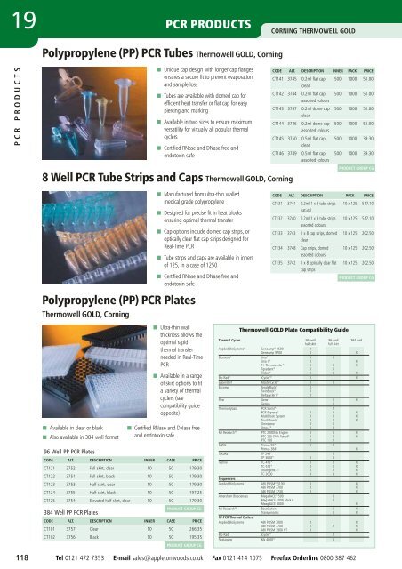 PCR Products - Appleton Woods Ltd