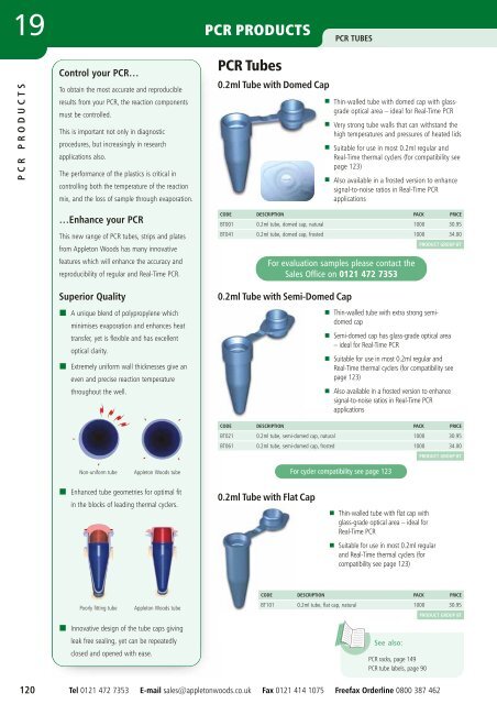 PCR Products - Appleton Woods Ltd