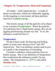 Chapter 21: Temperature, Heat and Expansion