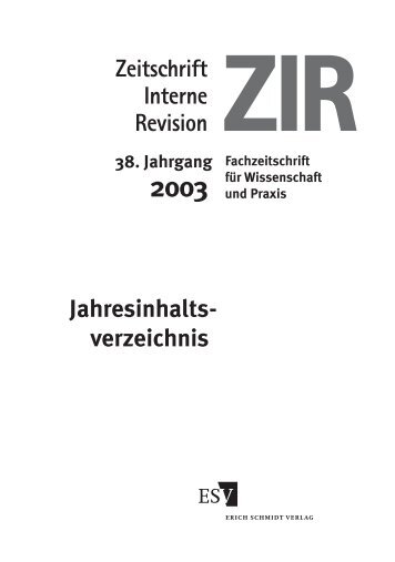 ZIR 38. Jahrgang 2003 - Erich Schmidt Verlag