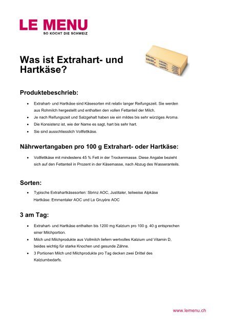 Was ist Extrahart- und Hartkäse? Produktebeschrieb - Le Menu