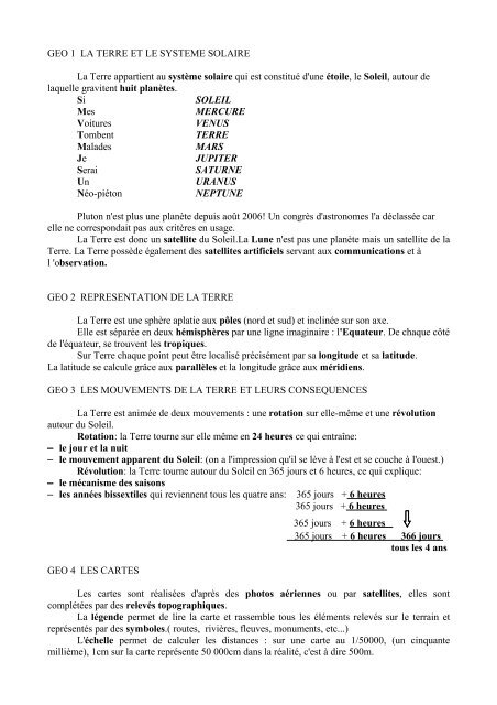 Geo 1 La Terre Et Le Systeme Solaire La Enseignonsbe