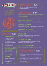 Pizza Cafe Lunch Menu