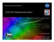 NASA IPv6 Implementation Status - gogoNET LIVE!