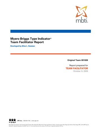 Myers-Briggs Type IndicatorÂ® Team Facilitator Report - OPP