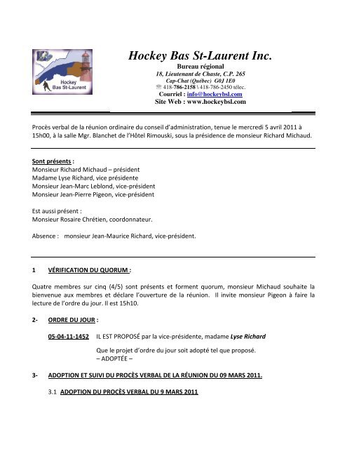 Hockey Bas St-Laurent Inc.