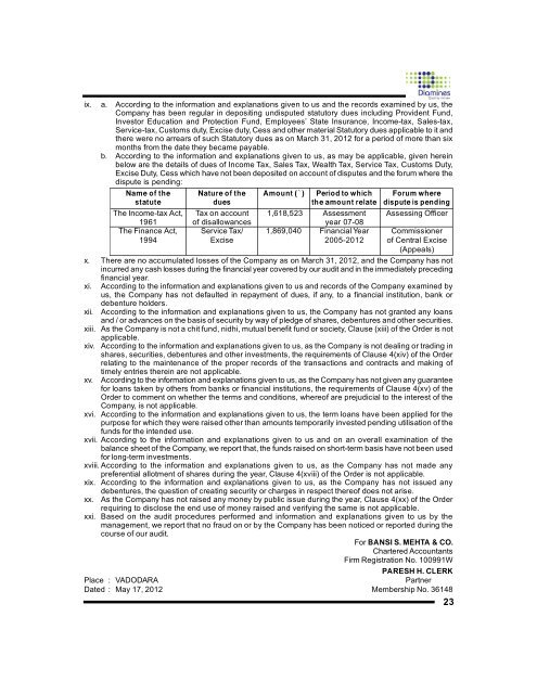 2011-12 - Diamines And Chemicals Limited