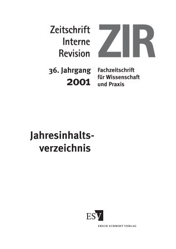 ZIR 36. Jahrgang 2001 - Erich Schmidt Verlag
