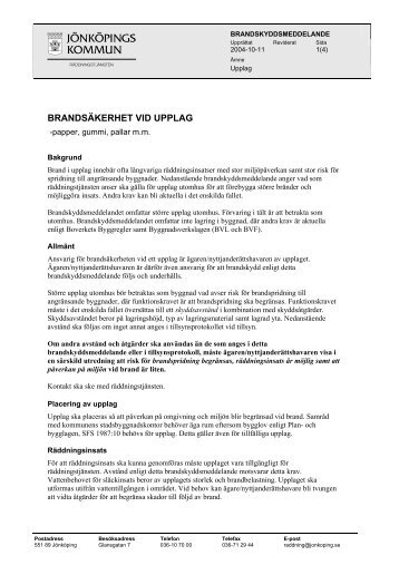 BRANDSÃKERHET VID UPPLAG - JÃ¶nkÃ¶pings kommun